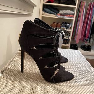 Black lace up heels - size 6.5